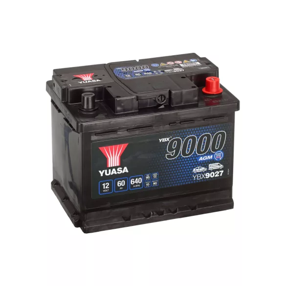 Yuasa 12V 60Ah 640A YBX9027 autó akkumulátor Start-Stop AGM JOBB+