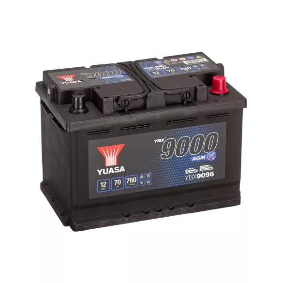 Yuasa 12V 70Ah 760A YBX9096 autó akkumulátor Start-Stop AGM JOBB+
