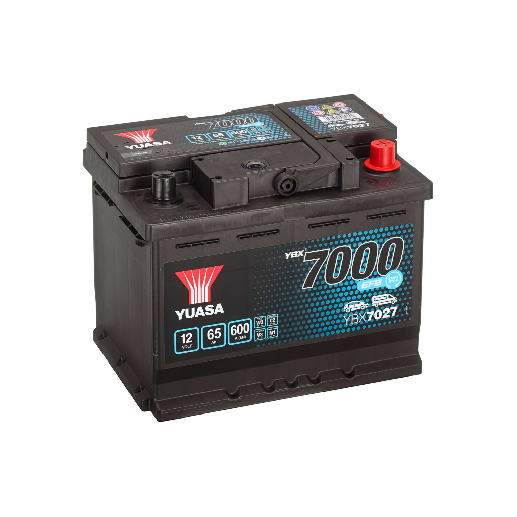   Yuasa 12V 65Ah 600A YBX7027 autó akkumulátor Start-Stop EFB JOBB+