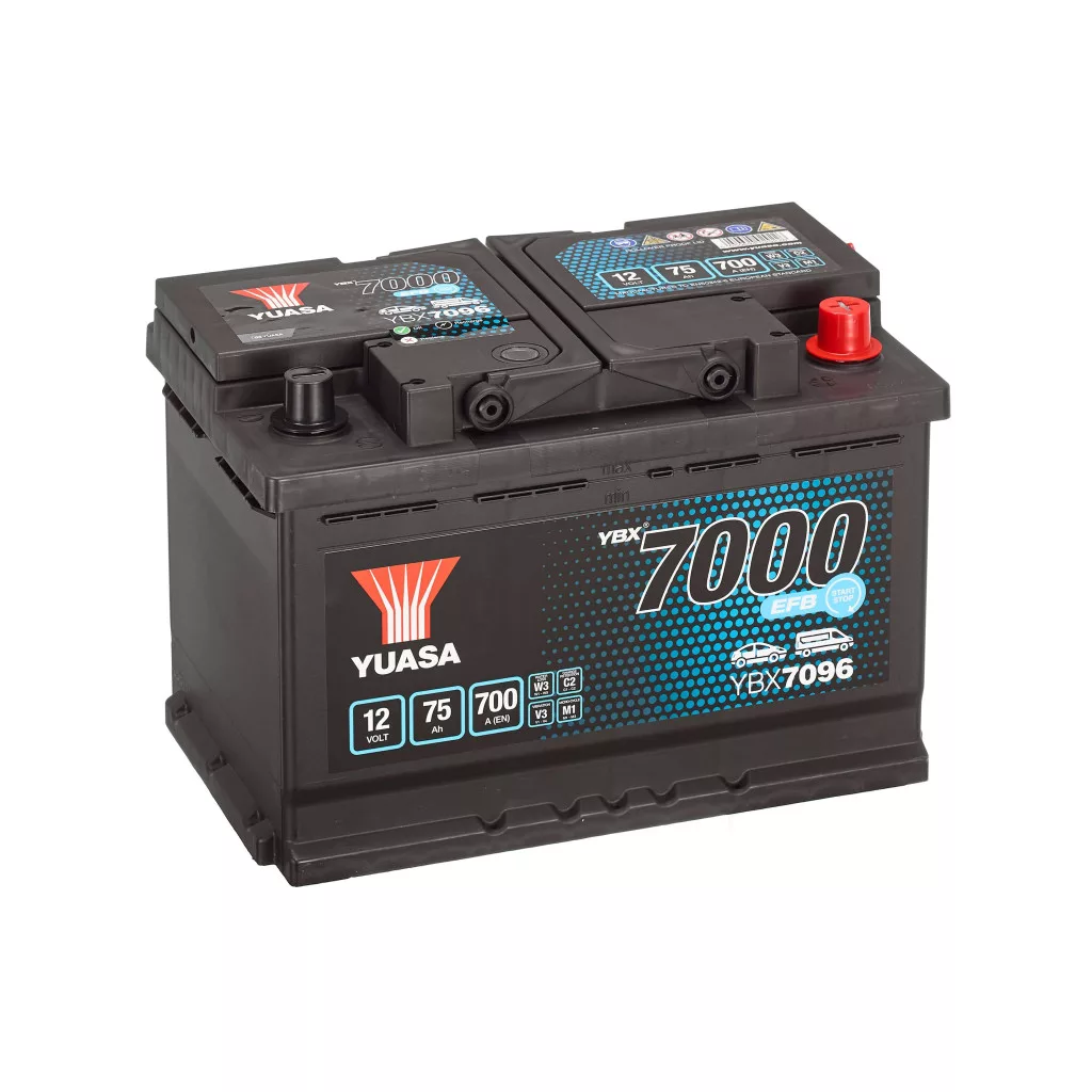   Yuasa 12V 75Ah 700A YBX7096 autó akkumulátor Start-Stop EFB JOBB+