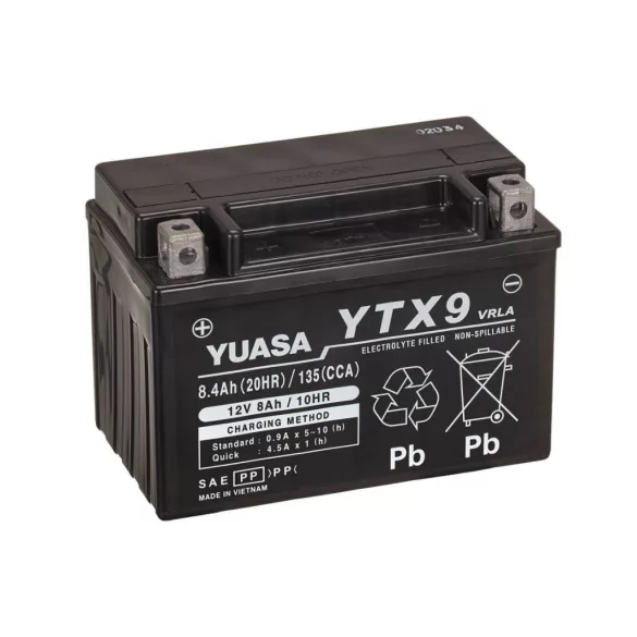 Yuasa YTX9 12V 8Ah 135A motorkerékpár akkumulátor