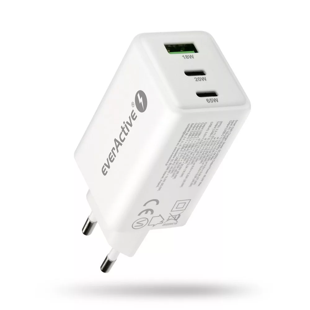 everActive USB töltő SC-655Q 2*usb-c QC4 65W