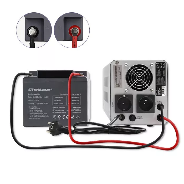 Qoltec szünetmentes táp 800VA/560W 12/230V átalakító AVR-rel Sinus