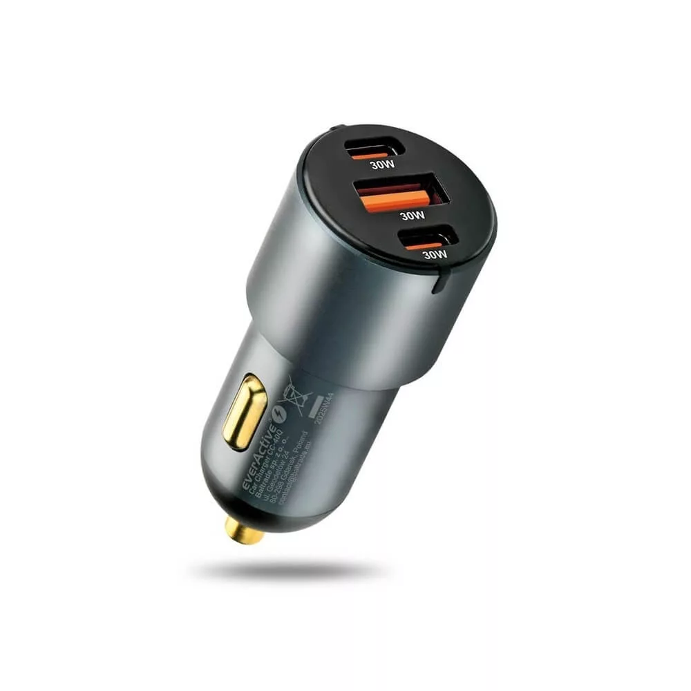 EverActive autós gyorstöltő 1xUSB 2xUSB-C QC3.0 PD 60W