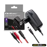 Qoltec akkumulátor töltő AGM GEL SLA 6V/12V 0,5A 1,8m csipesz + 5,5x2,1 dugó