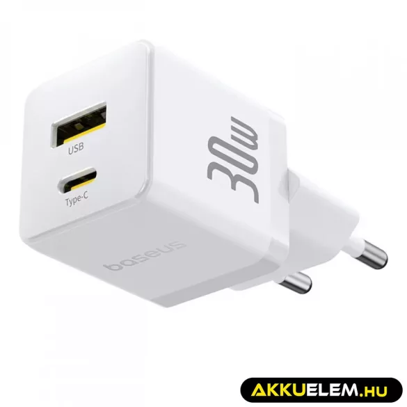 Baseus hálózati adapter 30W EU 1*USB 1* USB-C Mini Yet Powerful