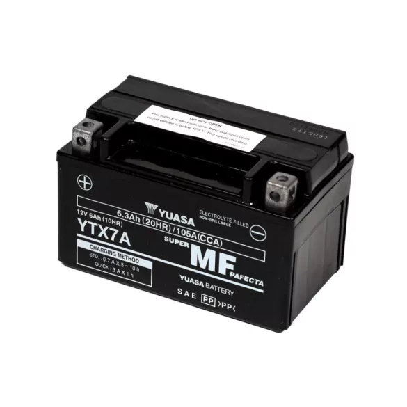 Yuasa 12V 6Ah 105A YTX7A Motorkerékpár kkumulátor BAL+