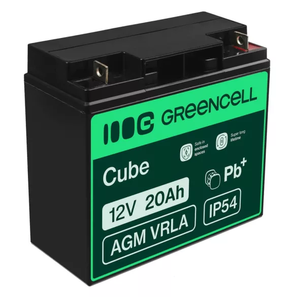 GreenCell AGM VRLA 12V 20Ah akkumulátor fűnyírókhoz robogókhoz hajókhoz - GreenCell