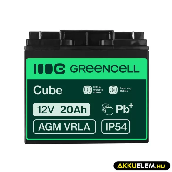 GreenCell AGM VRLA 12V 20Ah akkumulátor fűnyírókhoz robogókhoz hajókhoz - GreenCell