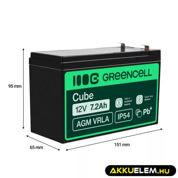 GreenCell AGM VRLA 12V 7.2Ah zselés akkumulátor - GreenCell