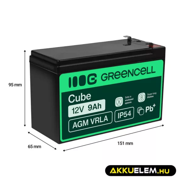GreenCell AGM VRLA 12V 9Ah akkumulátor szünetmentes egységekhez - GreenCell