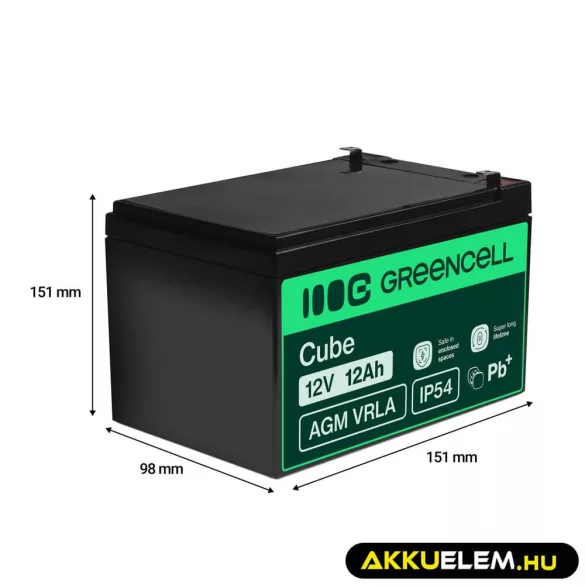GreenCell AGM VRLA 12V 12Ah zselés akkumulátor - GreenCell