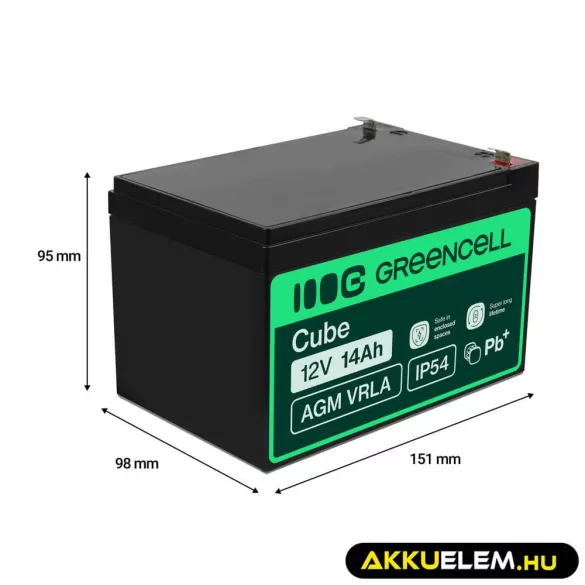 GreenCell AGM VRLA 12V 14Ah zselés akkumulátor - GreenCell