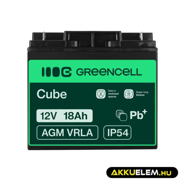 GreenCell AGM VRLA 12V 18Ah akkumulátor fűnyírókhoz robogókhoz hajókhoz - GreenCell
