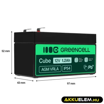   GreenCell AGM VRLA 12V 1.2Ah zselés akkumulátor - GreenCell