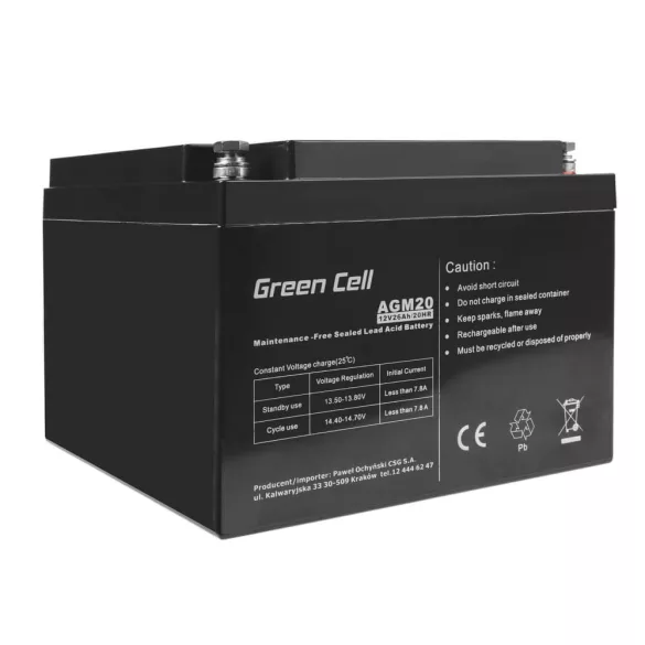 GreenCell AGM akkumulátor 12V 26Ah - GreenCell