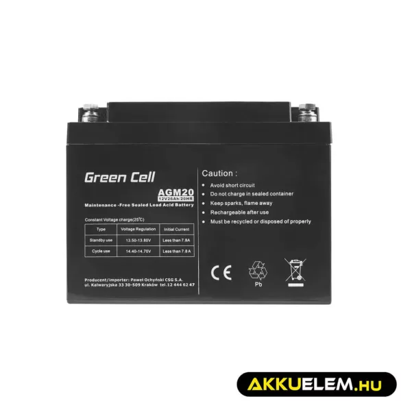 GreenCell AGM akkumulátor 12V 26Ah - GreenCell