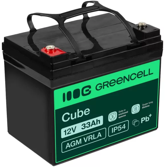 GreenCell AGM VRLA 12V 33Ah akkumulátor fűnyírókhoz robogókhoz hajókhoz - GreenCell
