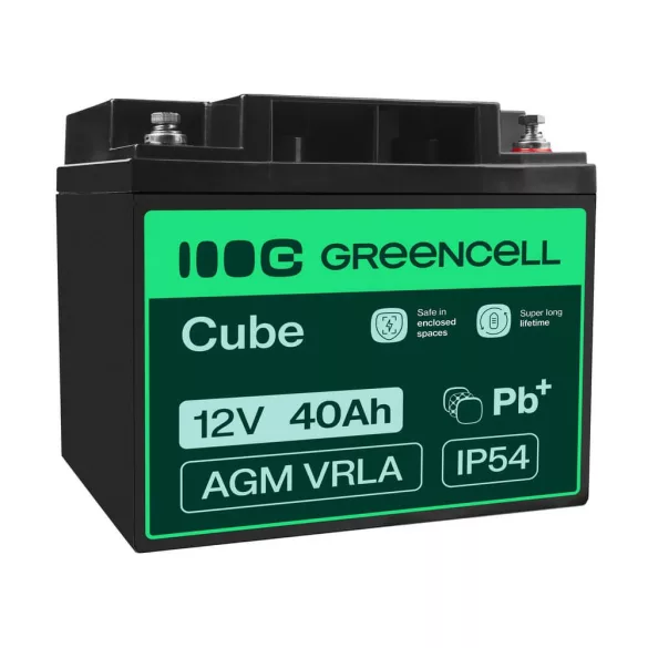 GreenCell AGM VRLA 12V 40Ah akkumulátor fűnyírókhoz robogókhoz hajókhoz - GreenCell