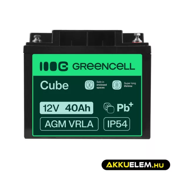 GreenCell AGM VRLA 12V 40Ah akkumulátor fűnyírókhoz robogókhoz hajókhoz - GreenCell