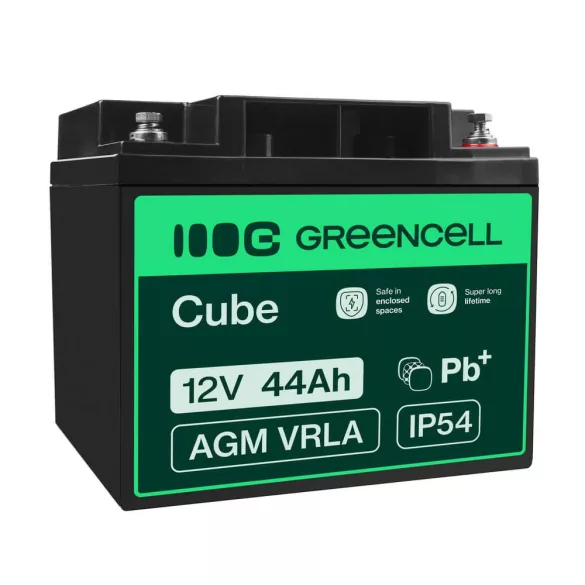 GreenCell AGM VRLA 12V 44Ah akkumulátor fűnyírókhoz robogókhoz hajókhoz - GreenCell