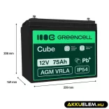 GreenCell AGM VRLA 12V 75Ah akkumulátor napelemes rendszerekhez hajókhoz - GreenCell