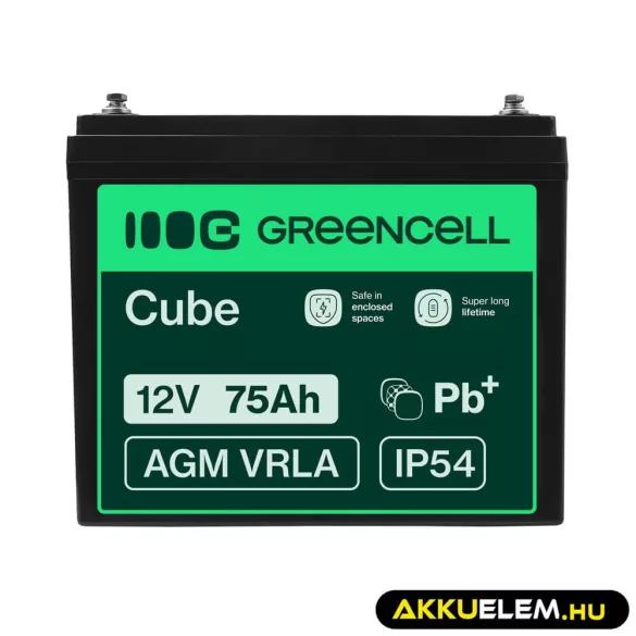 GreenCell AGM VRLA 12V 75Ah akkumulátor napelemes rendszerekhez hajókhoz - GreenCell