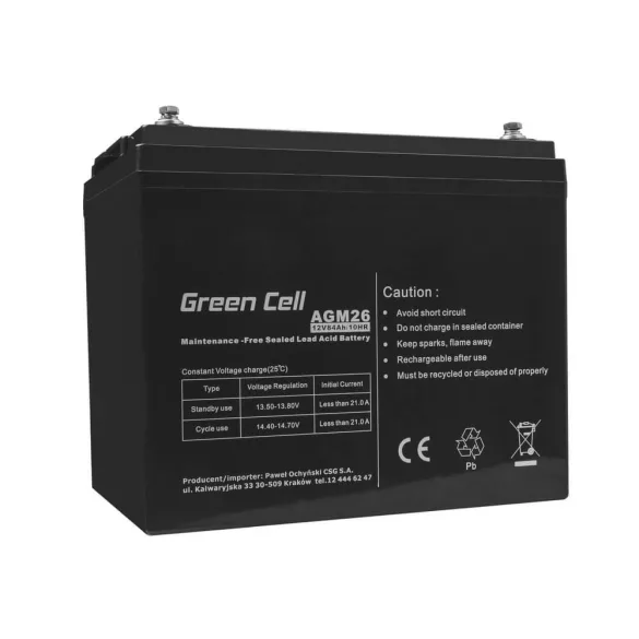 GreenCell AGM VRLA 12V 84Ah akkumulátor napelemes rendszerekhez hajókhoz - GreenCell