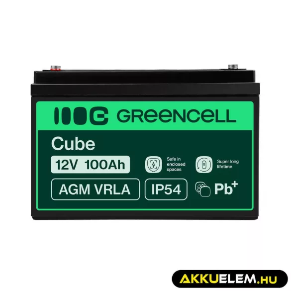 GreenCell AGM VRLA 12V 100Ah akkumulátor napelemes rendszerekhez hajókhoz - GreenCell