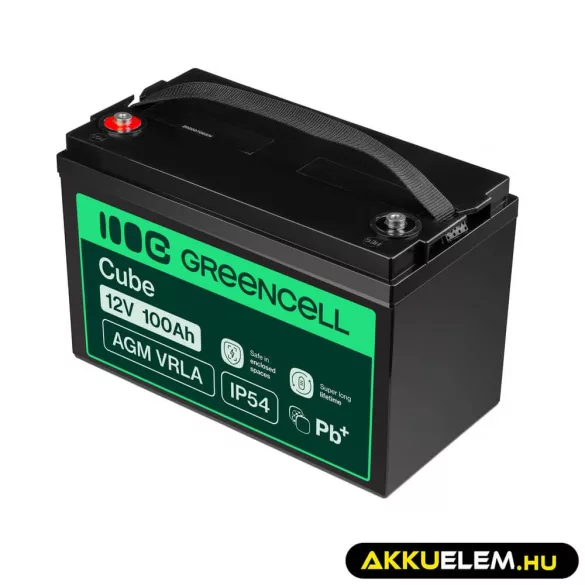 GreenCell AGM VRLA 12V 100Ah akkumulátor napelemes rendszerekhez hajókhoz - GreenCell