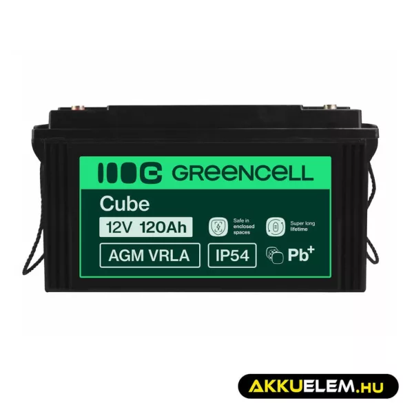 GreenCell AGM VRLA 12V 120Ah akkumulátor napelemes rendszerekhez hajókhoz - GreenCell