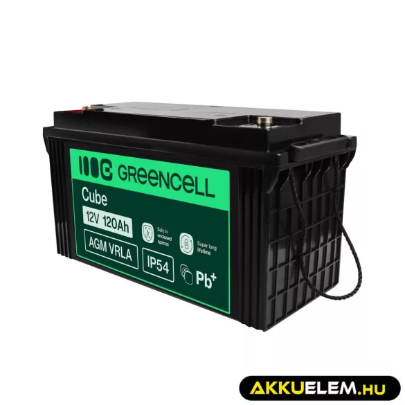 GreenCell AGM VRLA 12V 120Ah akkumulátor napelemes rendszerekhez hajókhoz - GreenCell