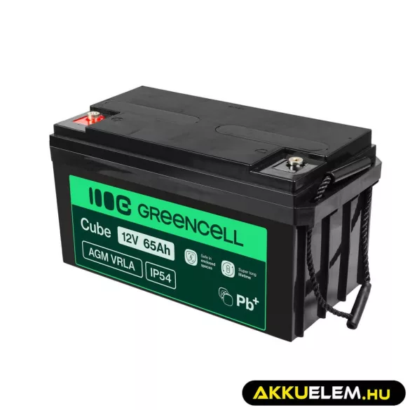 GreenCell AGM VRLA 12V 65Ah akkumulátor napelemes rendszerekhez hajókhoz - GreenCell