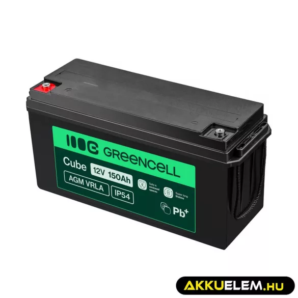 GreenCell AGM VRLA 12V 150Ah akkumulátor napelemes rendszerekhez hajókhoz - GreenCell