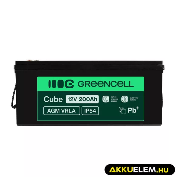 GreenCell AGM VRLA 12V 200Ah akkumulátor napelemes rendszerekhez hajókhoz - GreenCell