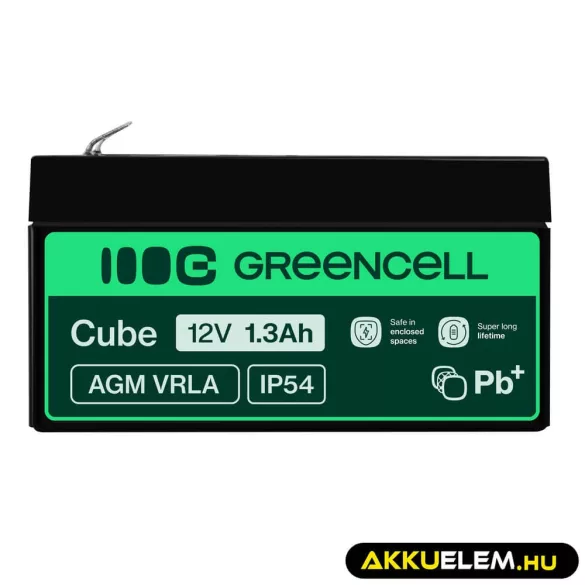 GreenCell AGM VRLA 12V 1.3Ah zselés akkumulátor - GreenCell