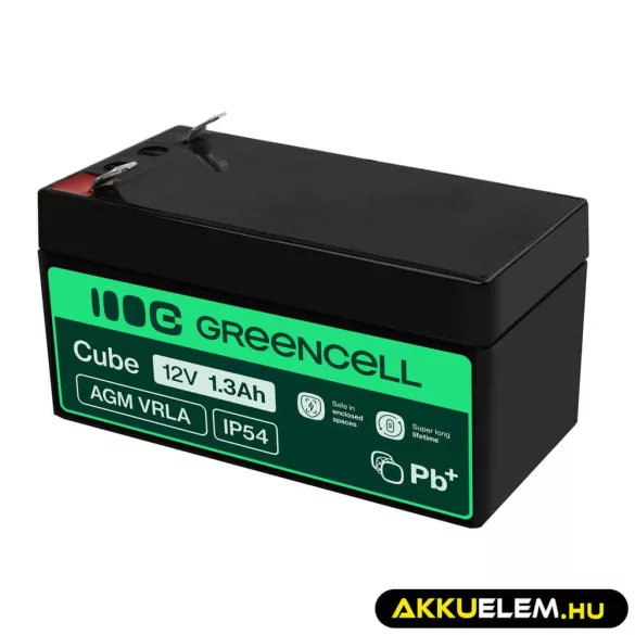 GreenCell AGM VRLA 12V 1.3Ah zselés akkumulátor - GreenCell