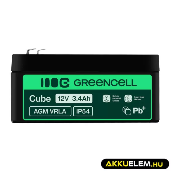 GreenCell AGM VRLA 12V 3.4Ah zselés akkumulátor - GreenCell