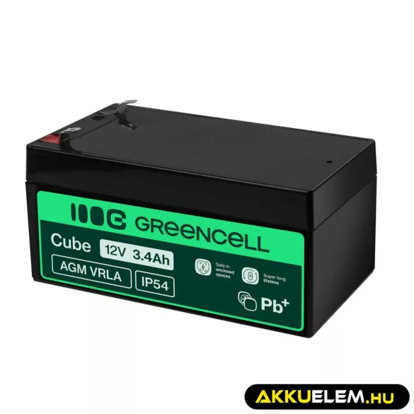 GreenCell AGM VRLA 12V 3.4Ah zselés akkumulátor - GreenCell