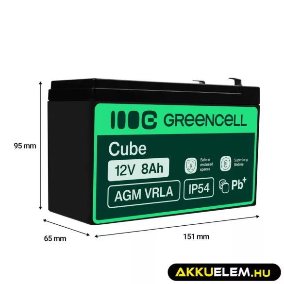 GreenCell AGM VRLA 12V 8Ah zselés akkumulátor - GreenCell
