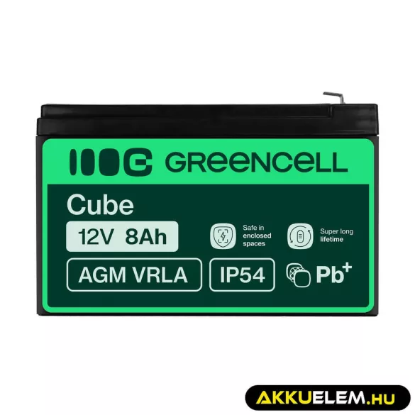 GreenCell AGM VRLA 12V 8Ah zselés akkumulátor - GreenCell