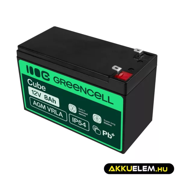 GreenCell AGM VRLA 12V 8Ah zselés akkumulátor - GreenCell