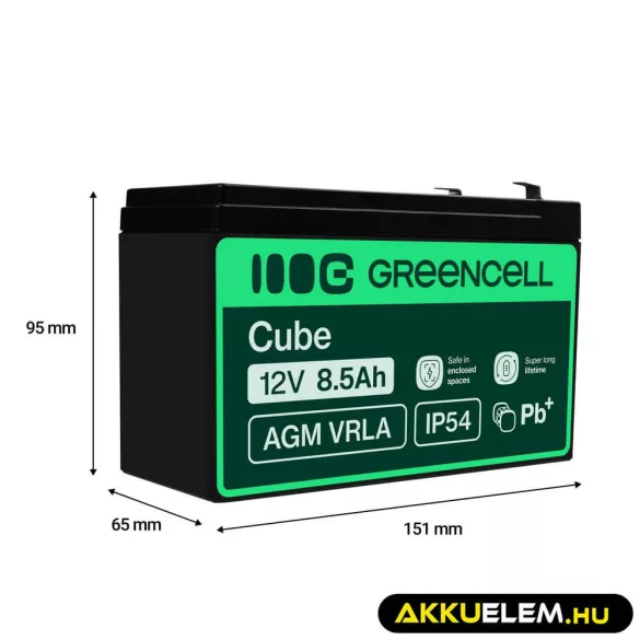 GreenCell AGM VRLA 12V 8.5Ah zselés akkumulátor - GreenCell