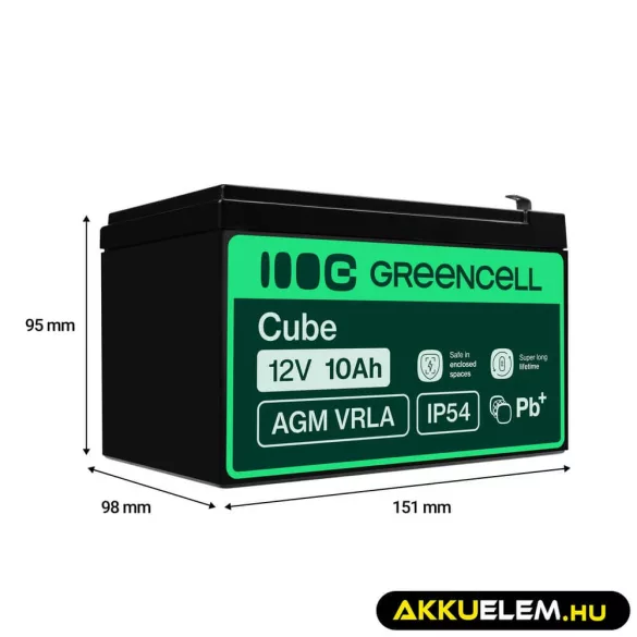 GreenCell AGM VRLA 12V 10Ah akkumulátor szünetmentes egységekhez - GreenCell