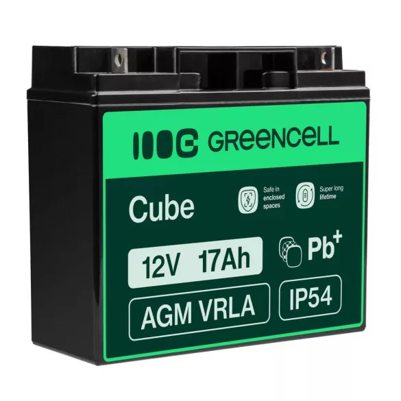 GreenCell AGM VRLA 12V 17Ah akkumulátor fűnyírókhoz robogókhoz hajókhoz - GreenCell
