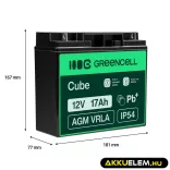 GreenCell AGM VRLA 12V 17Ah akkumulátor fűnyírókhoz robogókhoz hajókhoz - GreenCell