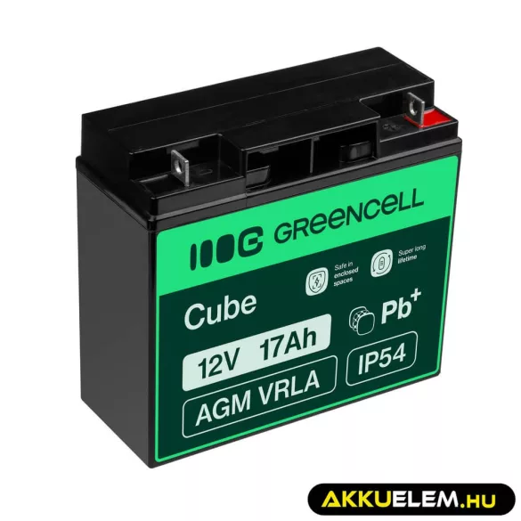 GreenCell AGM VRLA 12V 17Ah akkumulátor fűnyírókhoz robogókhoz hajókhoz - GreenCell