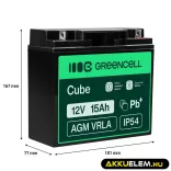 GreenCell AGM VRLA 12V 15Ah zselés akkumulátor - GreenCell