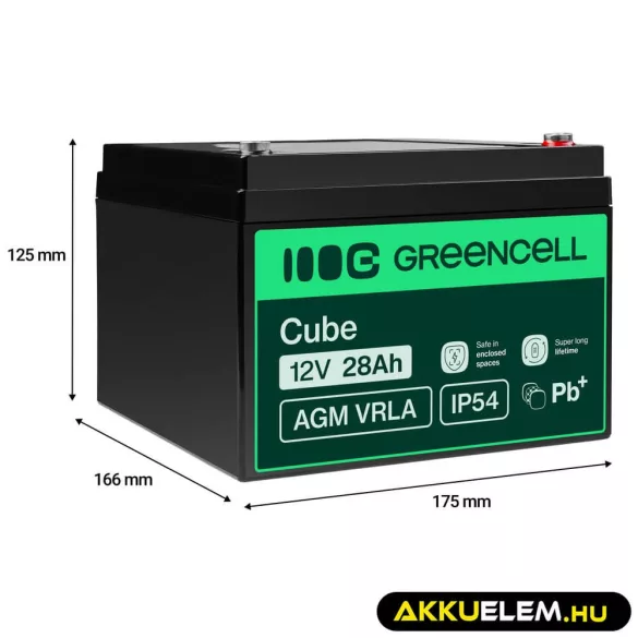 GreenCell AGM VRLA 12V 28Ah akkumulátor hajókhoz robogókhoz - GreenCell