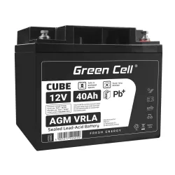   GreenCell CUBE AGM IP54 12V 40Ah VRLA akkumulátor Gel Deep Cycle robogókhoz fűnyírókhoz hajókhoz - GreenCell
